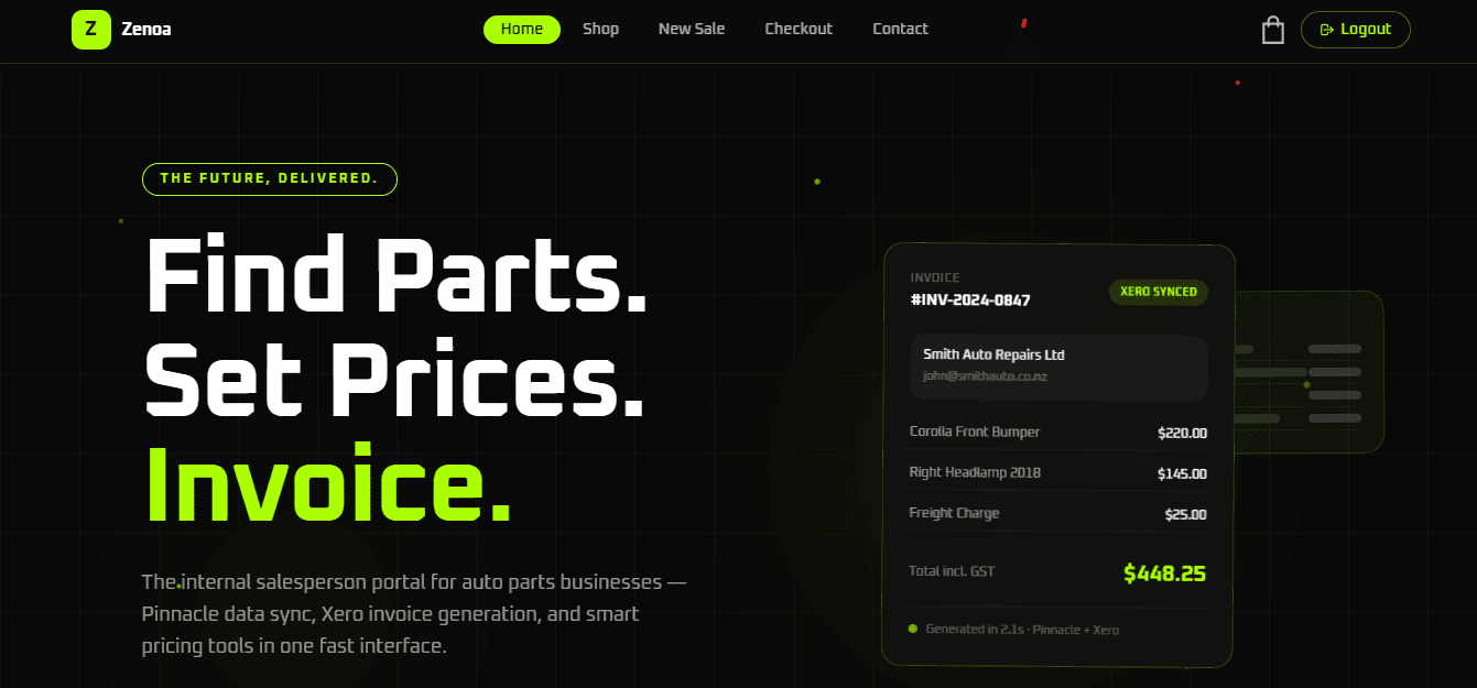 Sky Auto Parts Web Portal